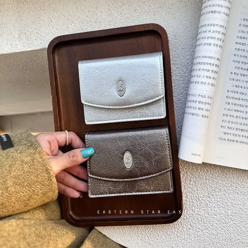 

South Korea Instagram Niche Simple WALLET Female Card Bag Multi-color Crack Minimalist Large Capacity Advanced Wallet