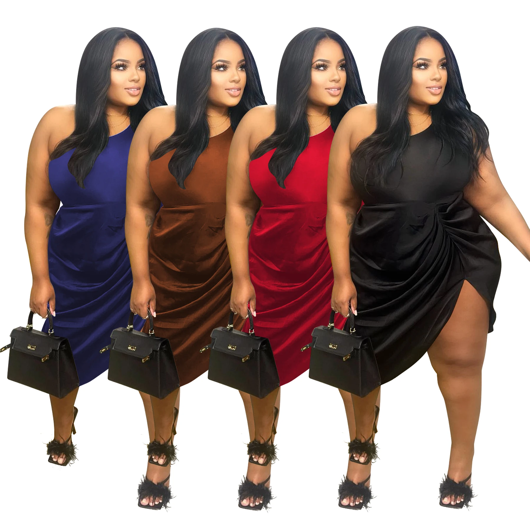 4XL 5XL Plus Size Party Dresses Woman Sexy One Shoulder Pleats Side Split Solid Charming Lady Club Dress Summer New 2022
4XL 5XL Plus Size Party Dresses Woman Sexy One Shoulder Pleats Side Split Solid Charming Lady Club Dress Summer New 2022