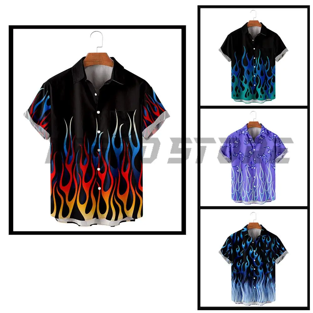 Y2k Casual Button Down Shirts For Men Flame Pattern Harajuku Color Block Turndown Outdoor Street Short Sleeve Shirt 
Y2k Casual Button Down Shirts For Men Flame Pattern Harajuku Color Block Turndown Outdoor Street Short Sleeve Shirt