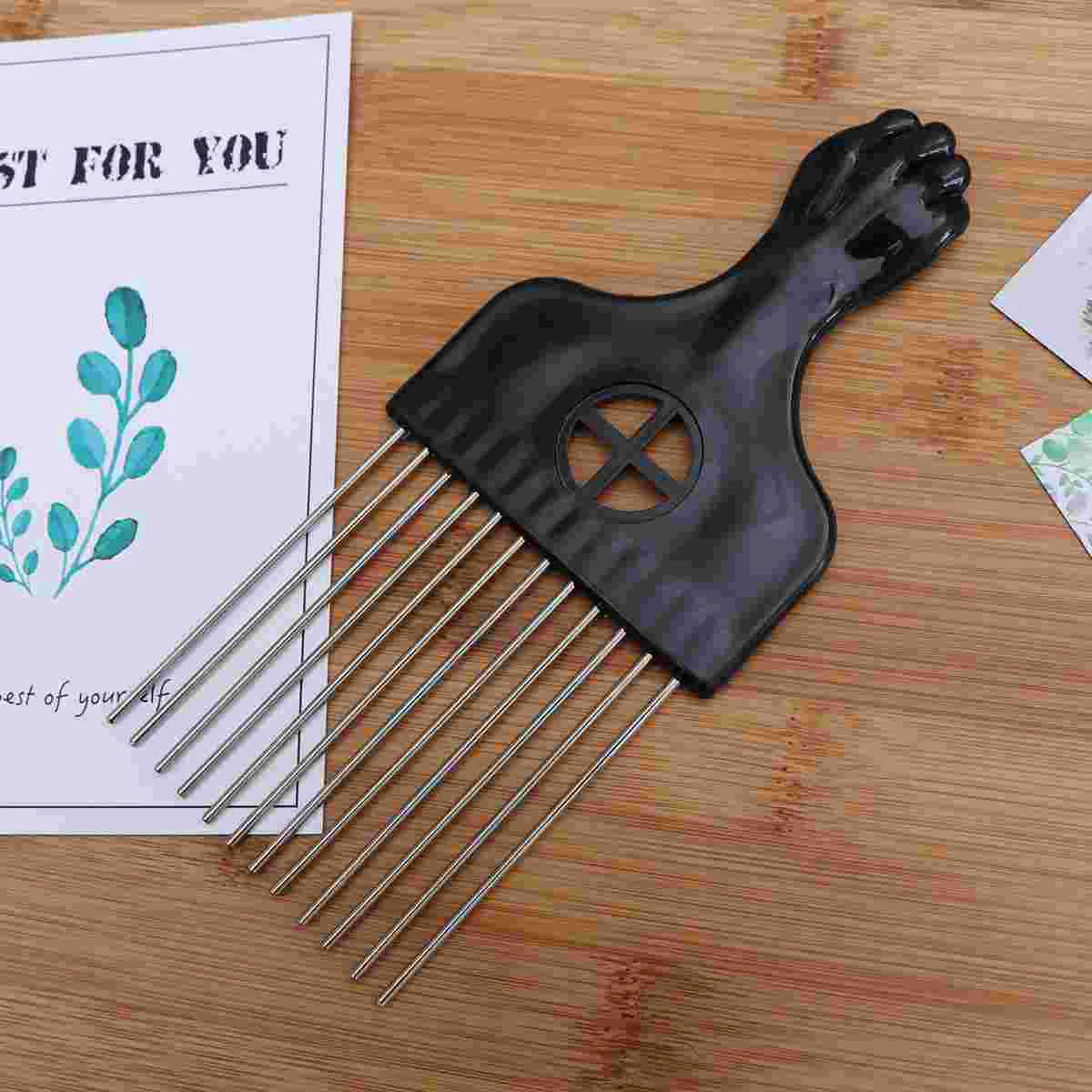 

Afro Pick Comb Detangling Comb Hairdressing Rake Slick Styling Hair Brush Wide Braid Comb Metal Black 17x66x12cm