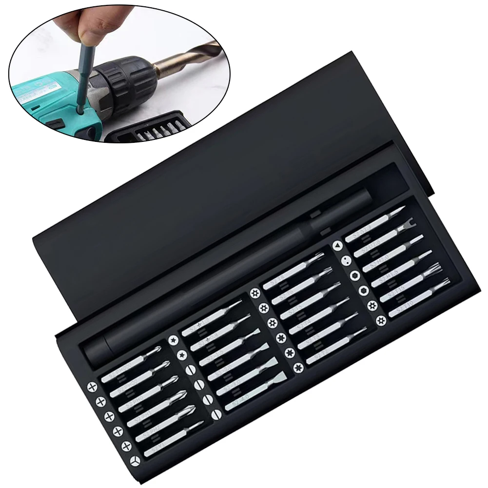25 In 1 Screwdriver Set Black Bits Steel Handle Plastic Watch Handle Magnetic Hexagonal Screwdriver Head Hand Tool Accessories
25 In 1 Screwdriver Set Black Bits Steel Handle Plastic Watch Handle Magnetic Hexagonal Screwdriver Head Hand Tool Accessories