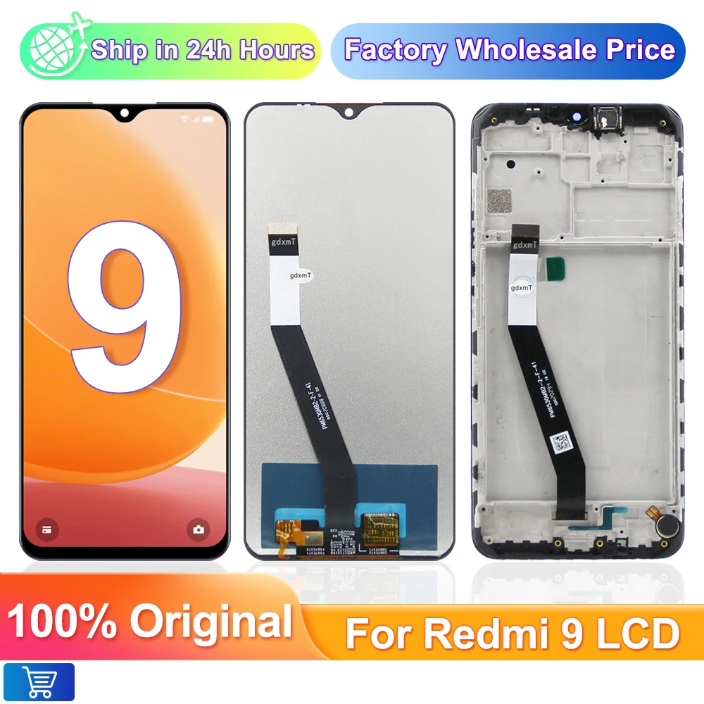 

Original For Xiaomi Redmi 9 LCD Display with Frame Touch Digitizer Assembly For Redmi 9 M2004J19G, M2004J19C Screen Replacement