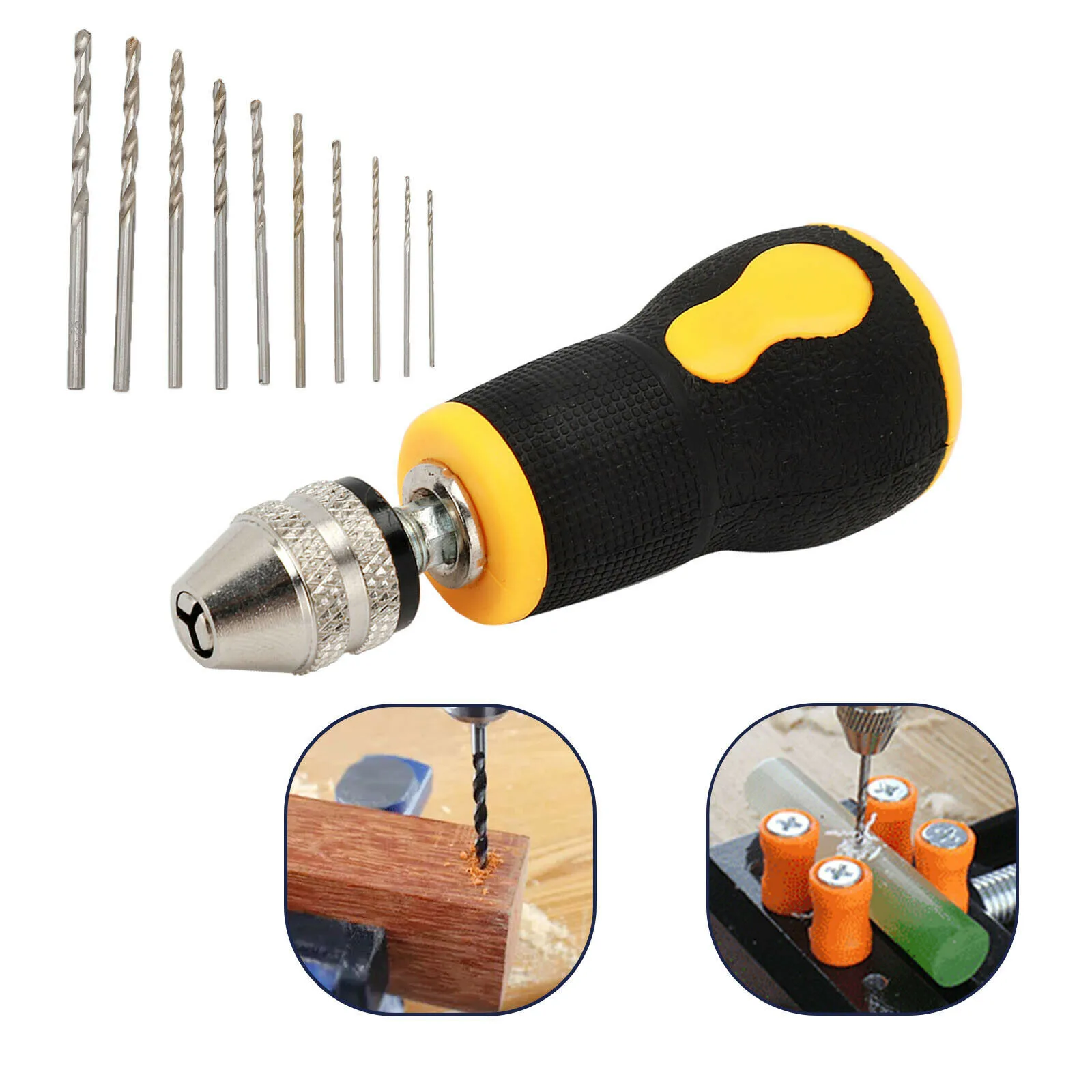 Portable Micro Mini Tiny Hand Drill+10pcs Drill Bits 0.5-3.2mm DIY Tool Home Hand Drill Power Tools Replacement Accessories
Portable Micro Mini Tiny Hand Drill+10pcs Drill Bits 0.5-3.2mm DIY Tool Home Hand Drill Power Tools Replacement Accessories