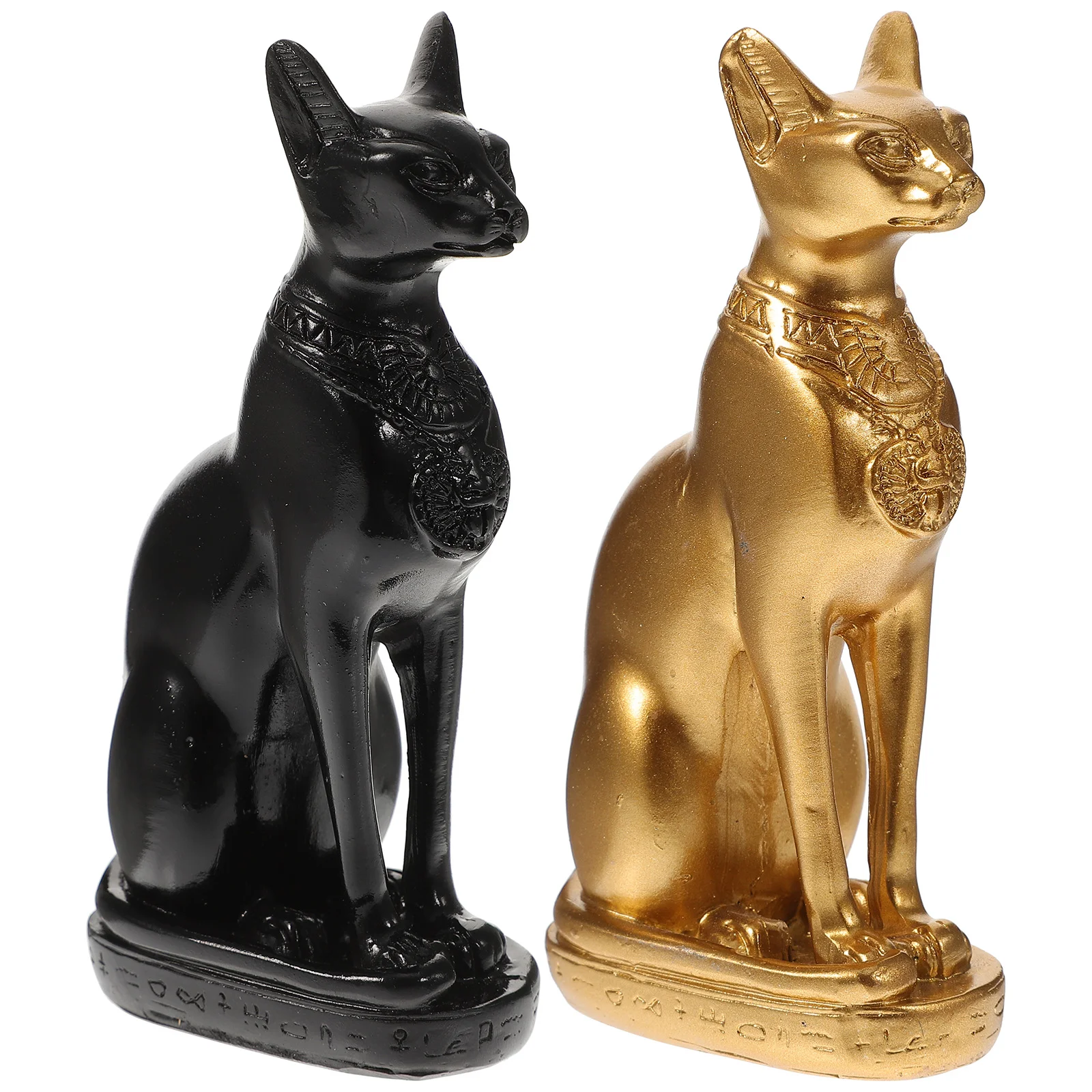 

2 Pcs Cat God Ornament Animal Miniature Figurines Crafts Egyptian Desktop Statue Resin Child
