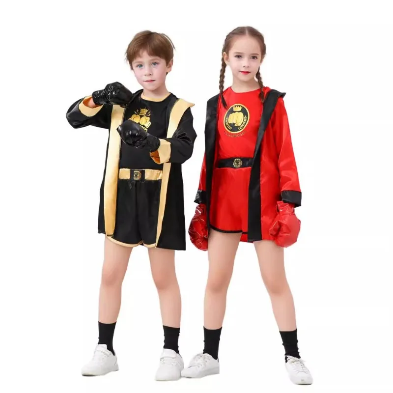 Kids Boxing Boxer Cosplay Uniform Girls Boys Children Day COS Costume with Boxing Gloves Halloween Carnival Party Outfits
Kids Boxing Boxer Cosplay Uniform Girls Boys Children Day COS Costume with Boxing Gloves Halloween Carnival Party Outfits