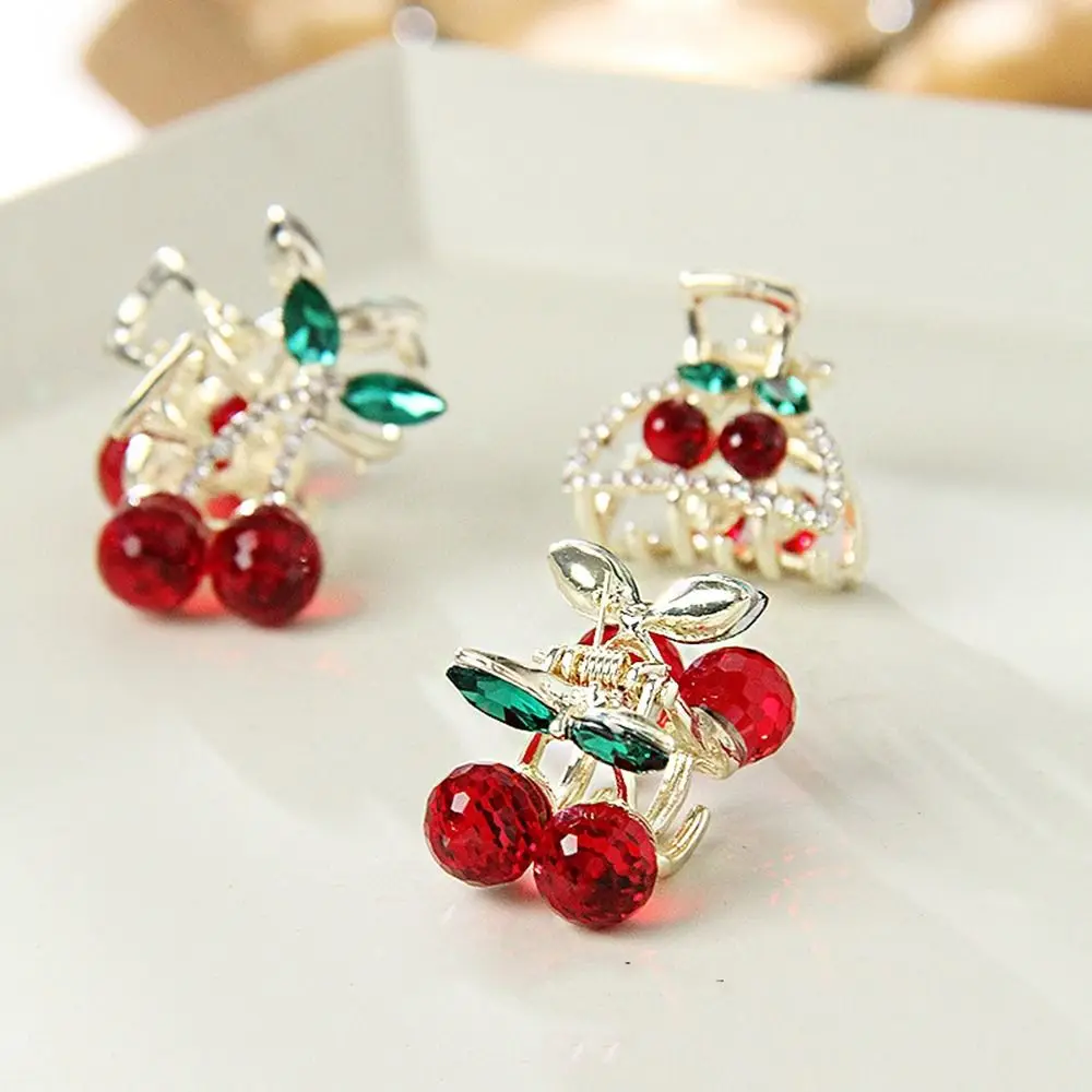 

New Korean Cute Delicate Diamond Cherry Small Hair Claw Hair Clip Women's Rhinestone Hairpin Headwear Hair Accessories