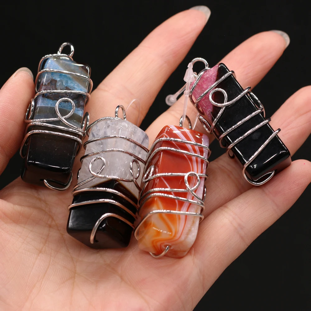 20x45mm Agate Rectangular Pendant Natural Stone Silver Wire CraftDIY Jewelry Making Necklace Earring Accessories Gift Party Deco
20x45mm Agate Rectangular Pendant Natural Stone Silver Wire CraftDIY Jewelry Making Necklace Earring Accessories Gift Party Deco
