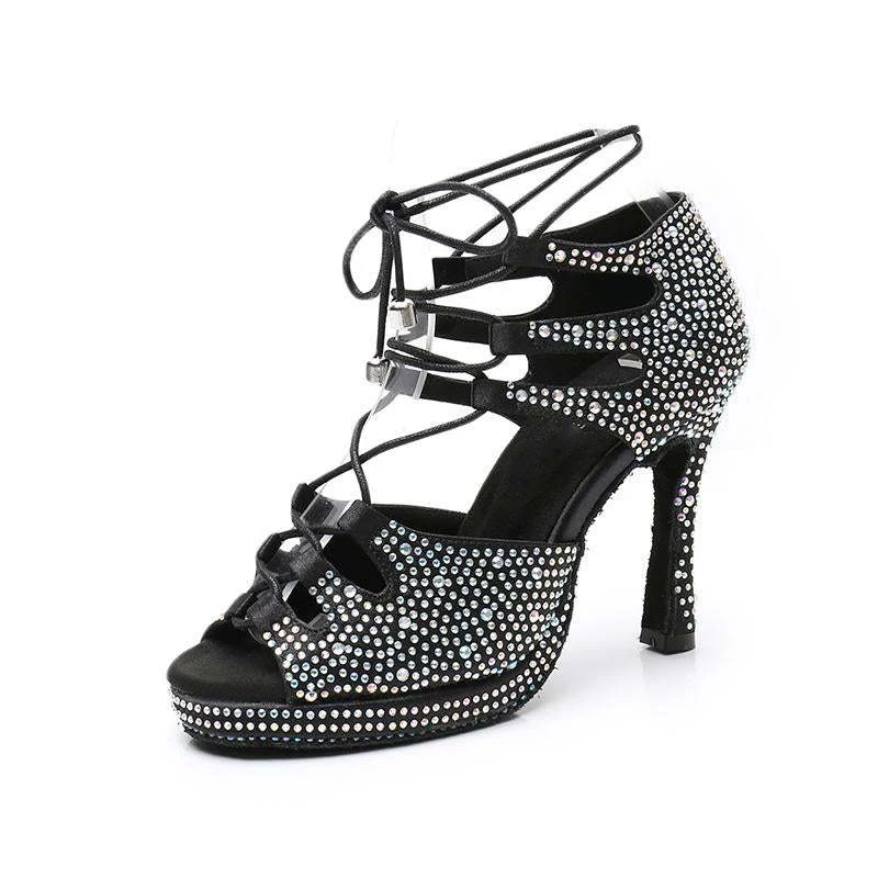 

Loogtshon Rhinestone Professional Latin Dance Heel 9CM Lady Dance Shoes women shoes free shipping Beautiful and comfortable