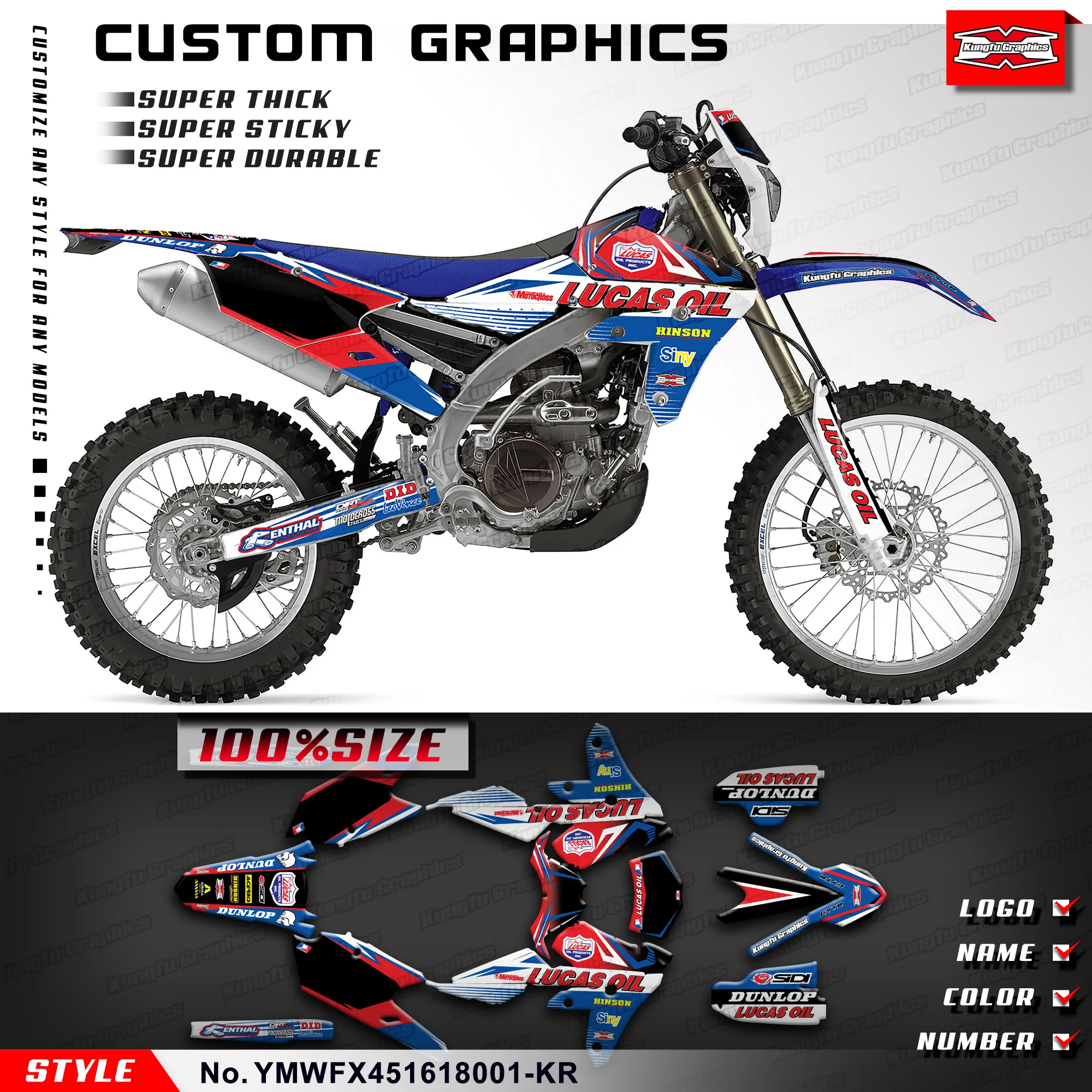 KUNGFU GRAPHICS MX Stickers Custom Decal Kit for Yamaha WR450F YZ450FX 2016 2017 2018, YMWFX451618001-KR
KUNGFU GRAPHICS MX Stickers Custom Decal Kit for Yamaha WR450F YZ450FX 2016 2017 2018, YMWFX451618001-KR