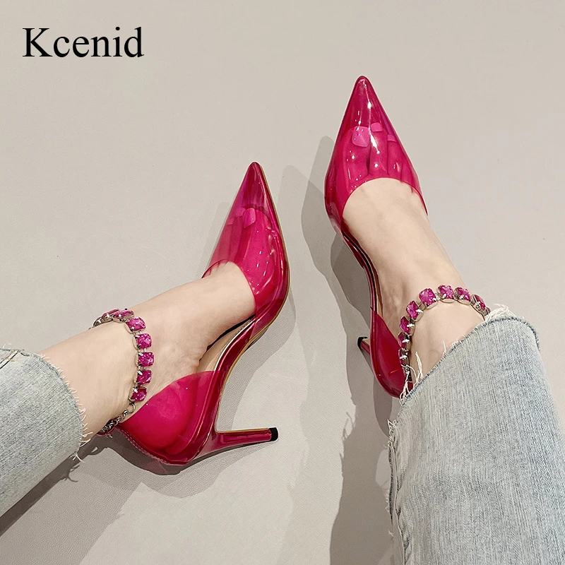 Kcenid PVC Transparent Buckle Strap Women Pumps Fashion Design Chain Ankle Strap High Heels Pointed Toe Wedding Prom Shoes
Kcenid PVC Transparent Buckle Strap Women Pumps Fashion Design Chain Ankle Strap High Heels Pointed Toe Wedding Prom Shoes