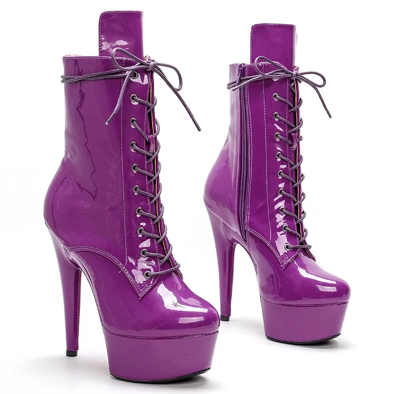 

LAIJIANJINXIA New 15CM/6Inch PU Upper Women's Platform Party High Heels Modern Ankle Boots Pole Dance Shoes 033