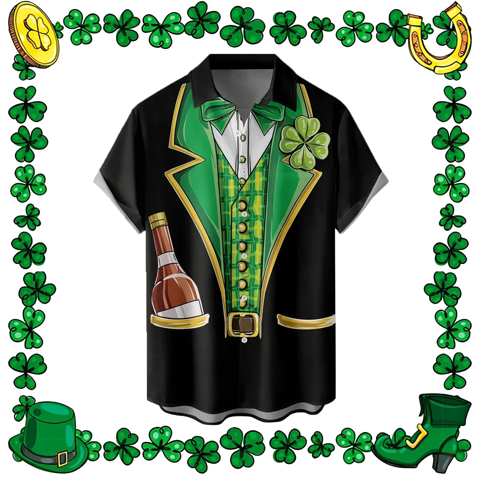 Spring Autumn Hot Men's Short Sleeve Shirt St. Patrick's Day Print Casual Style Plus Size Men's Casual Shirt Hawaiian Shirts
Spring Autumn Hot Men's Short Sleeve Shirt St. Patrick's Day Print Casual Style Plus Size Men's Casual Shirt Hawaiian Shirts