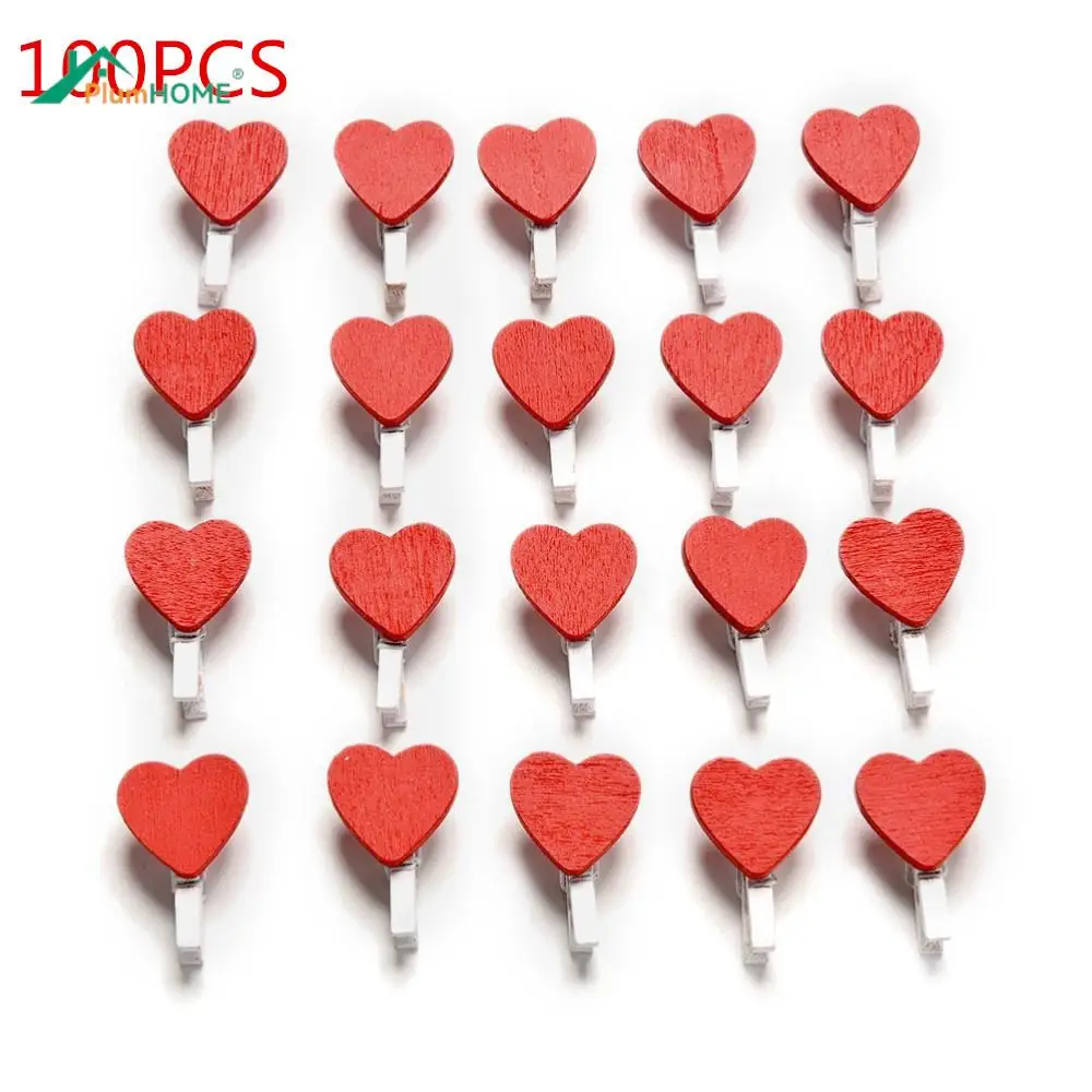 

Home Wedding Decoration 10/20/100PCS Mini Heart Love Wooden Clothes Photo Paper Peg Pin Clothespin Craft Postcard Clips