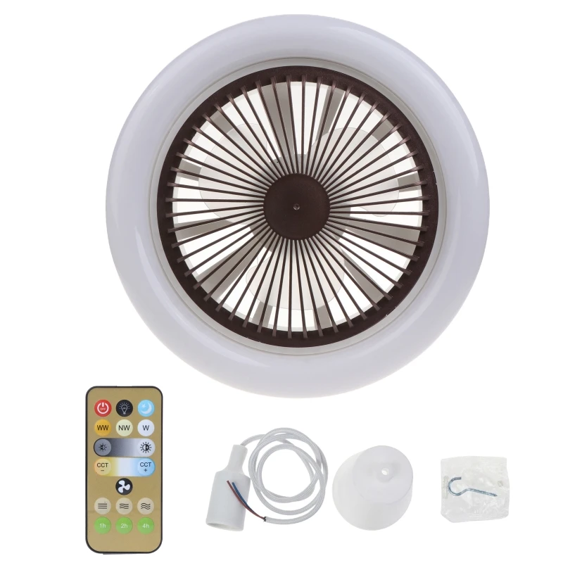 

10.2inch 86V-265V Ceiling Fan with E27 Cable 30W Dimmable LED Lamp Timer Remote Control for Home Dorm Store Office