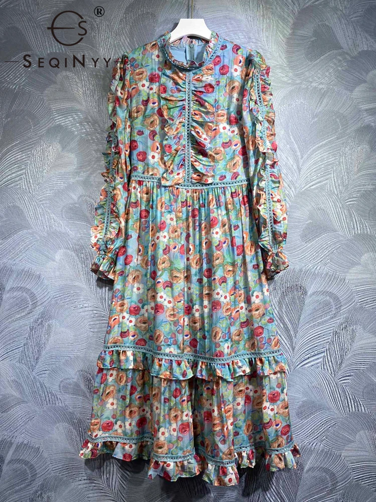 SEQINYY Retro Midi Dress Spring Autumn New Fashion Design Women Runway High Street Vintage Flower Print Ruffles Casual Holiday
SEQINYY Retro Midi Dress Spring Autumn New Fashion Design Women Runway High Street Vintage Flower Print Ruffles Casual Holiday