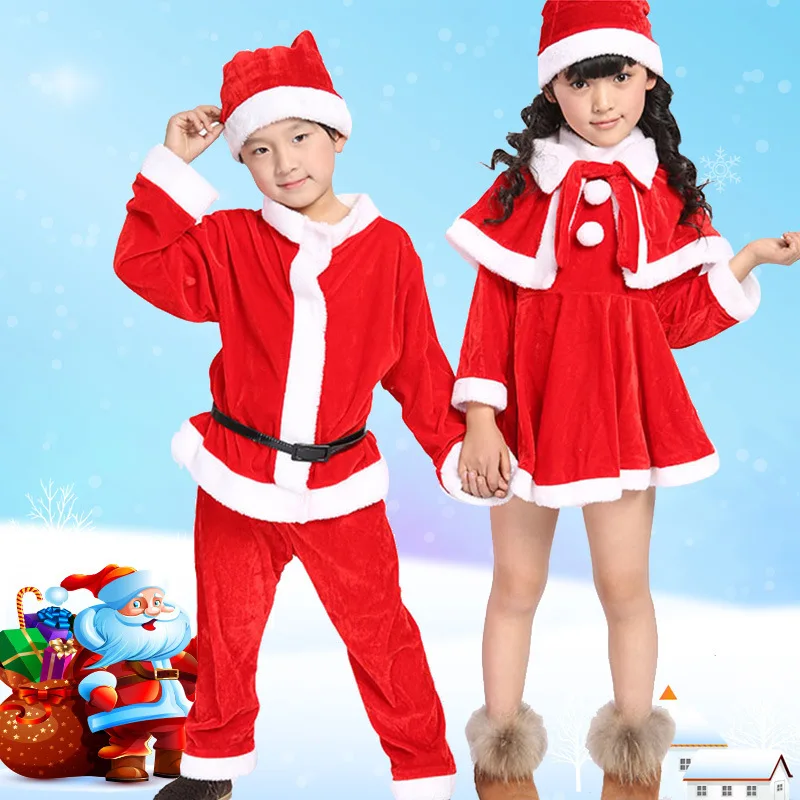 

Детские рождественские наборы, костюм Санта-Клауса для мальчиков и девочек, детский карнавальный наряд для вечеринки, детский Рождественский топ и штаны, 2 шт., костюм для телефона