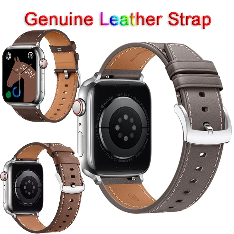 

Ремешок из натуральной кожи для Apple Watch Band Ultra, браслет для наручных часов Apple Watch Band 49 мм 44 мм 38 мм Series 6/5/4 Iwatch 7 45 мм 41 мм