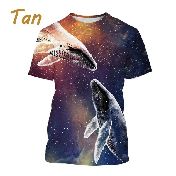 

2024 summer hot new 3D men's short-sleeved T-shirt whale pattern fashion casual sea creatures fashion casual loose top 6xl