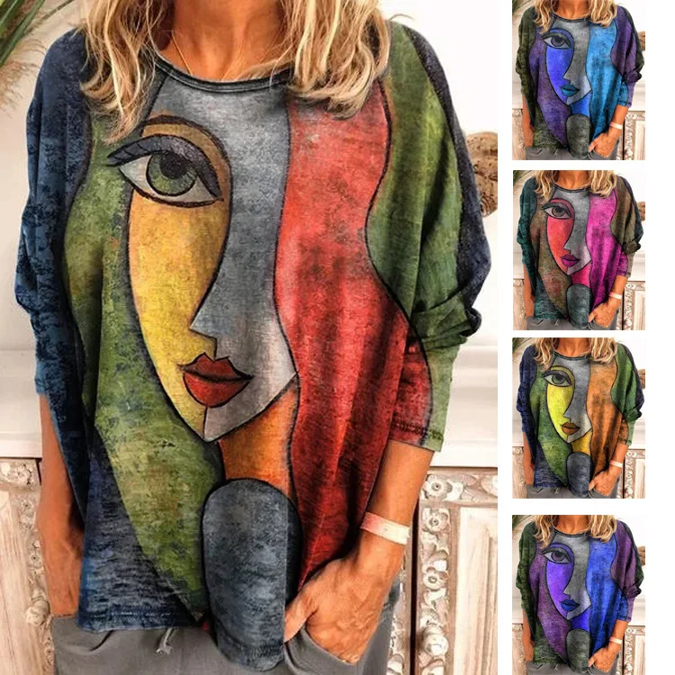 New Women Top Autumn and Winter New Large Women's Face Print Cartoon Long Sleeve Loose T-shirt Women T-shirt
New Women Top Autumn and Winter New Large Women's Face Print Cartoon Long Sleeve Loose T-shirt Women T-shirt