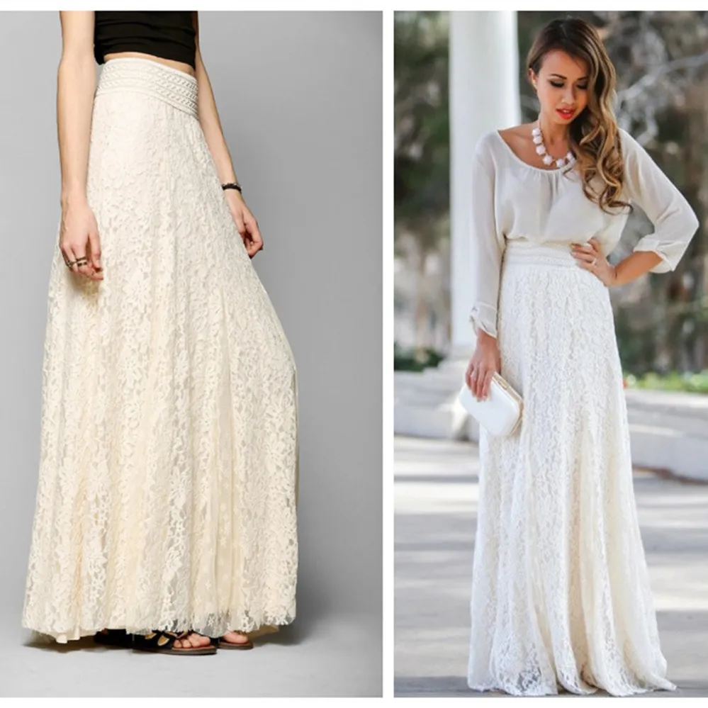 Fashion White Lace Skirt High Waist Summer Beach Wedding Party Wear Maxi Long Skirts Vintage Hollow Black Red Tulle Gown VD3686
Fashion White Lace Skirt High Waist Summer Beach Wedding Party Wear Maxi Long Skirts Vintage Hollow Black Red Tulle Gown VD3686