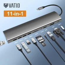 Vatid USB C Hub 11-in-1 Docking Station with Dual 4K HDMI 3 USB 3.0 Ports 100W PD Charging RJ45 Ethernet Adaptor Splitter
Vatid USB C Hub 11-in-1 Docking Station with Dual 4K HDMI 3 USB 3.0 Ports 100W PD Charging RJ45 Ethernet Adaptor Splitter