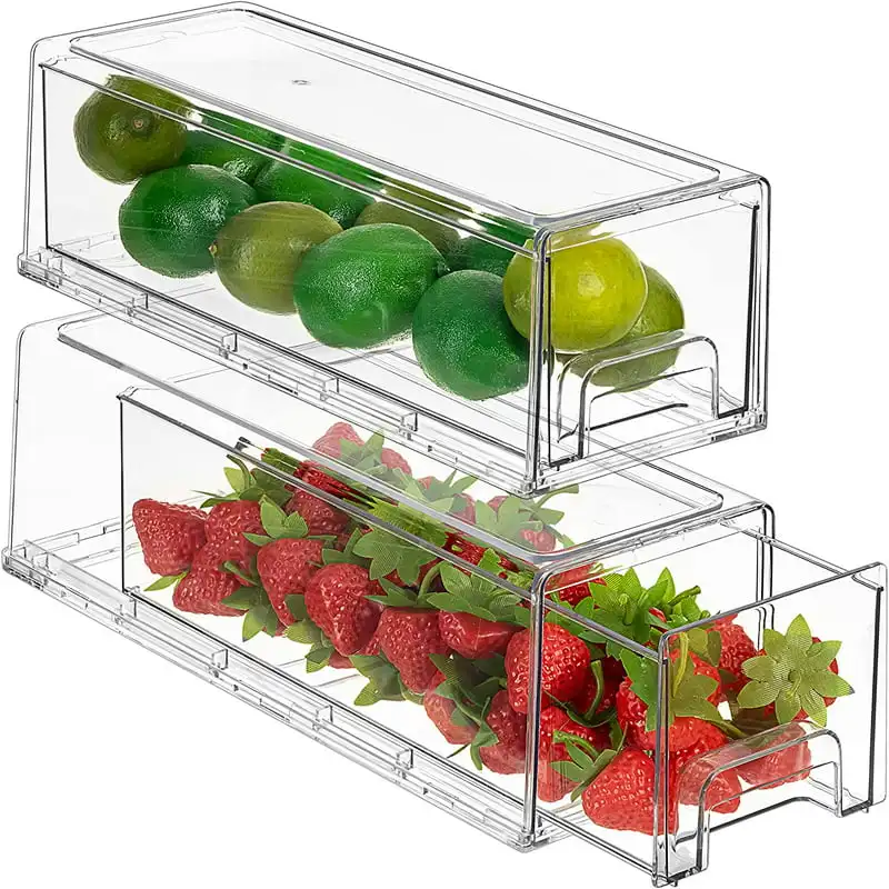 Drawers - Clear Stackable Pull Out Refrigerator Organizer Bins - Food Storage Containers for Kitchen, Refrigerator, Freezer & Va
Drawers - Clear Stackable Pull Out Refrigerator Organizer Bins - Food Storage Containers for Kitchen, Refrigerator, Freezer & Va