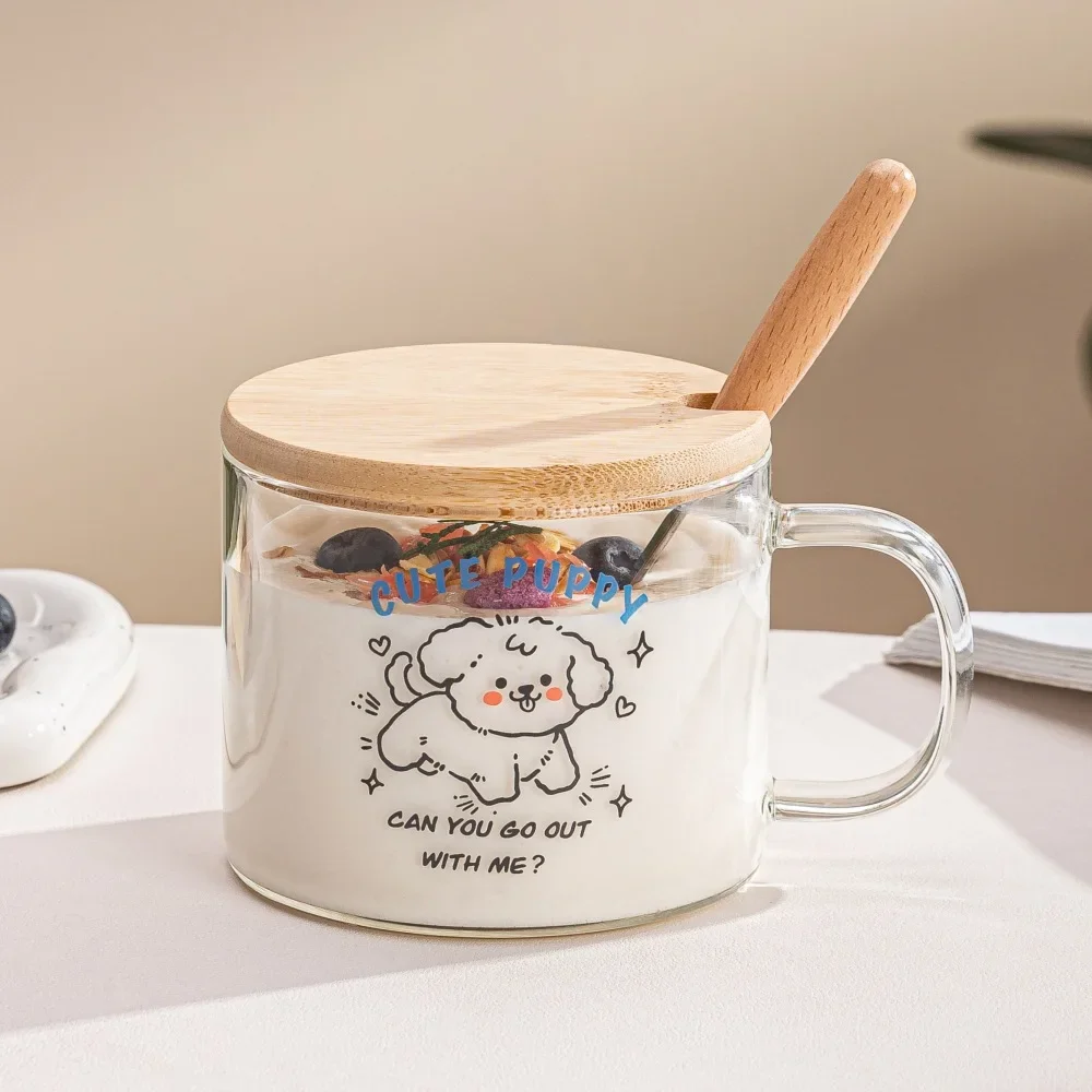 Cartoon Milk Coffee Glass Cup with wooden Lid Students High Borosilicate Heat-resistant Coffee Mug Tea Juice Water Bottle
Cartoon Milk Coffee Glass Cup with wooden Lid Students High Borosilicate Heat-resistant Coffee Mug Tea Juice Water Bottle