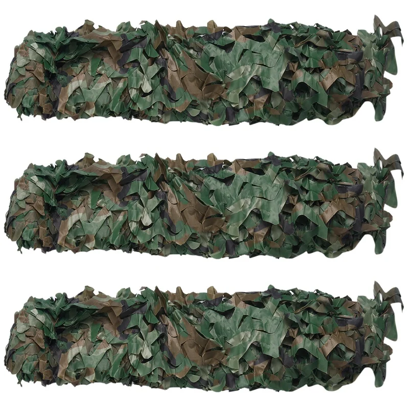 

3X Hunting Camouflage Nets Woodland Camo Netting Blinds Great For Sunshade Camping Hunting Party Decoration,3Mx2m