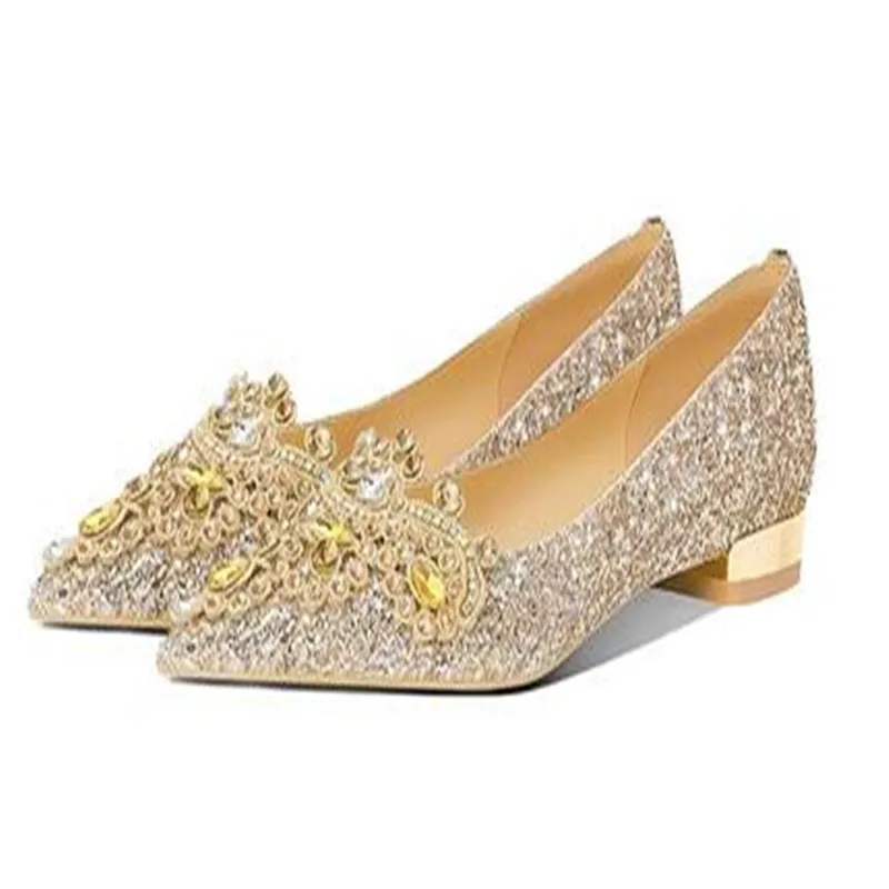 Women Shoes 2023 New Low-heeled Dress Banquet Crystal Sequins Wedding Shoes Gold Pointed Female Bride Shoes Zapatos De Mujer
Women Shoes 2023 New Low-heeled Dress Banquet Crystal Sequins Wedding Shoes Gold Pointed Female Bride Shoes Zapatos De Mujer