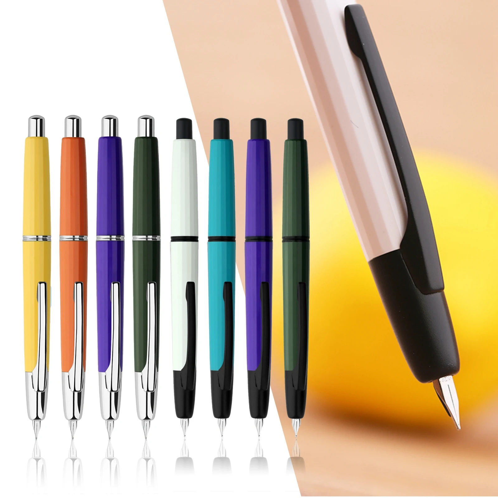 

MAJOHN A2 Resin Press Fountain Pen Retractable EF Nib 0.4mm Ink Pens with Converter For offcie school supplies Writing gift pens