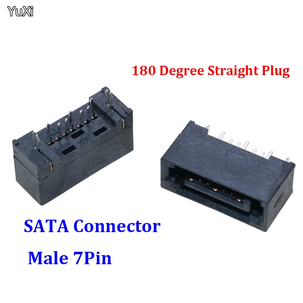

YUXI 1-20PCS SATA Seat 7P Male All-inclusive 180-Degree Vertical In-line SATA Hard Disk Interface Socket