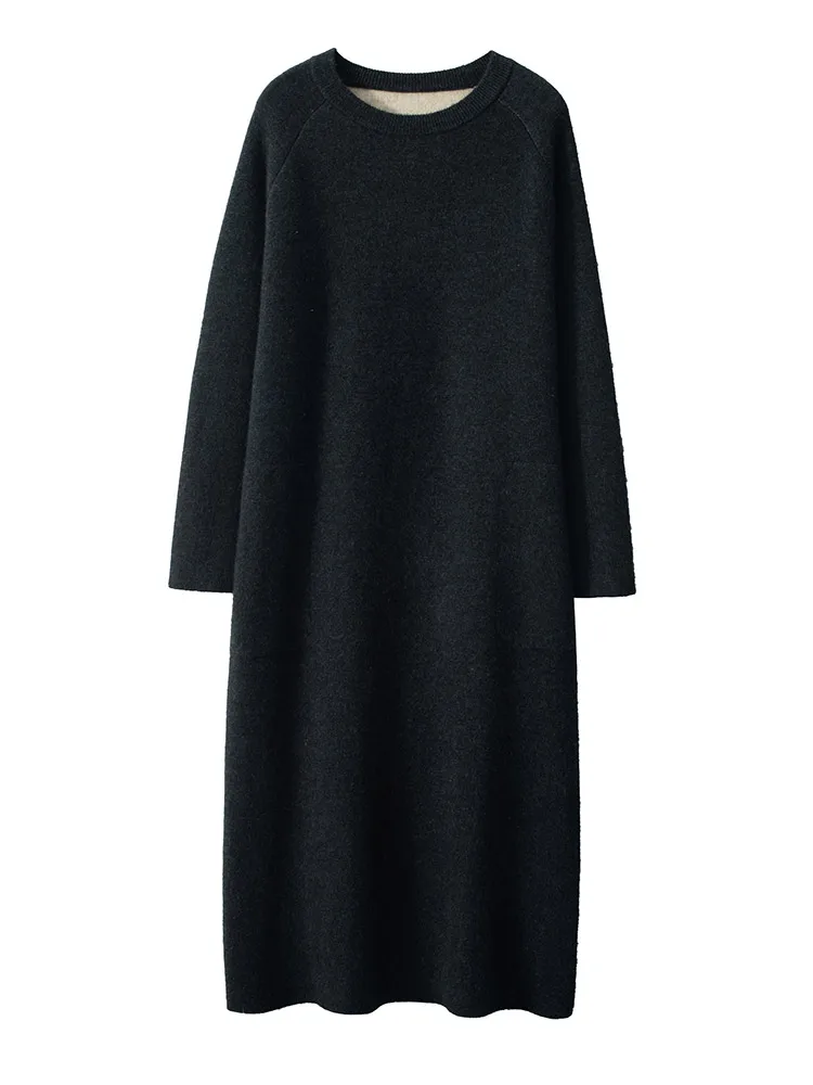Cashmere 2023 Autumn and Winter New Women's Commuting Versatile Thickened Solid Color Round Neck Loose Long Over-the-Knee Dress
Cashmere 2023 Autumn and Winter New Women's Commuting Versatile Thickened Solid Color Round Neck Loose Long Over-the-Knee Dress