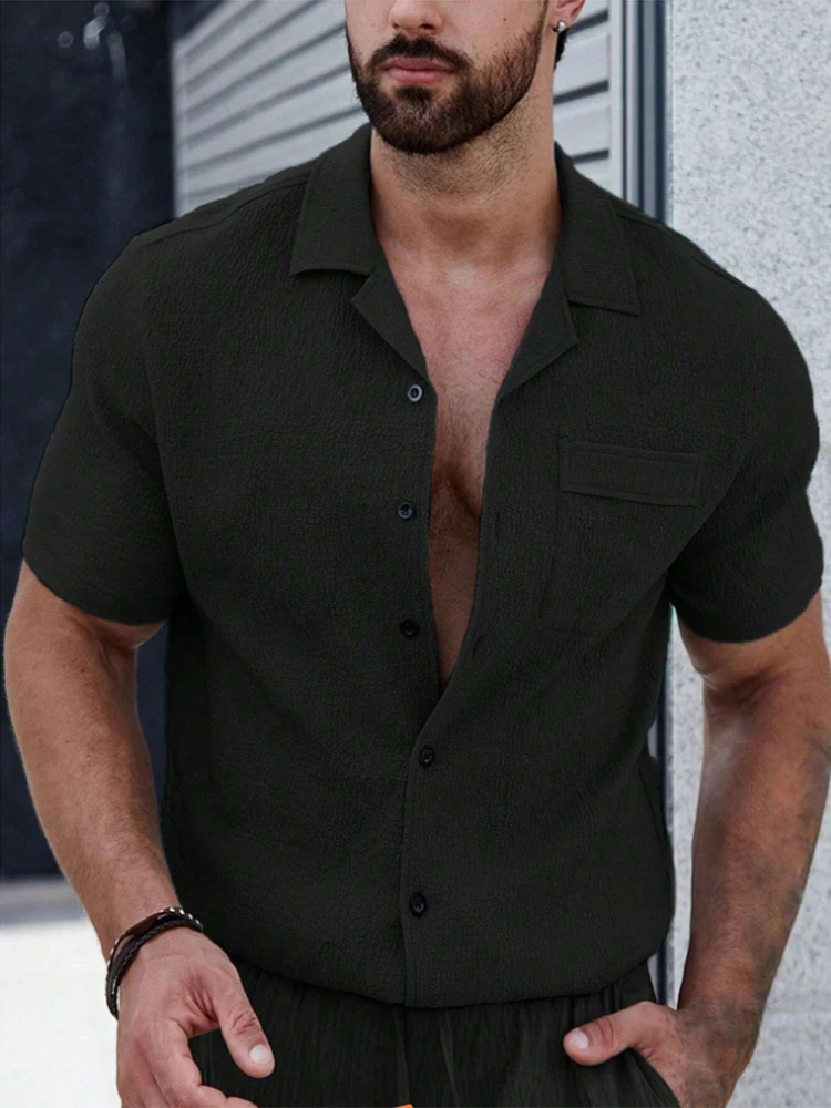 Summer Casual Loose T Shirts Spring Fashion Loose Short Sleeve Polos Cardigan Men Solid Color Turn-down Collar Polo Shirts Top
Summer Casual Loose T Shirts Spring Fashion Loose Short Sleeve Polos Cardigan Men Solid Color Turn-down Collar Polo Shirts Top