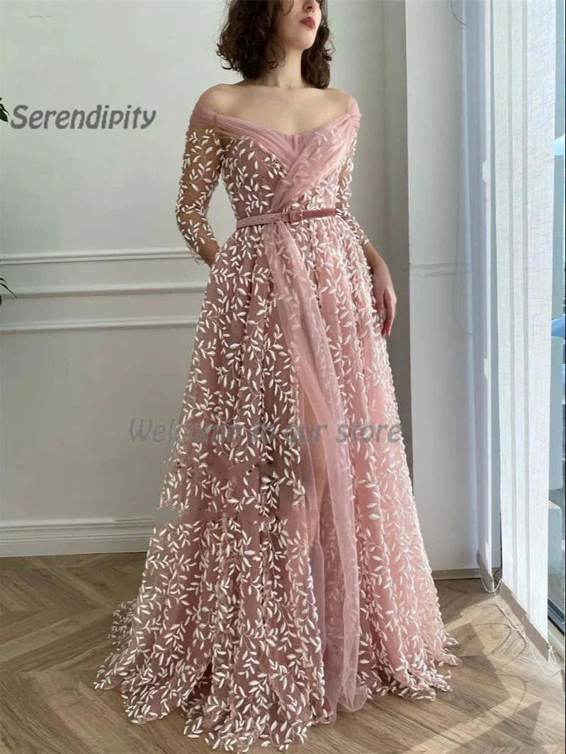 

Serendipity A-Line Evening Dress Organza Elegant Appliques Off The Shoulder Saudi Arabia Autumn Pink Homecoming Party Gown 2024