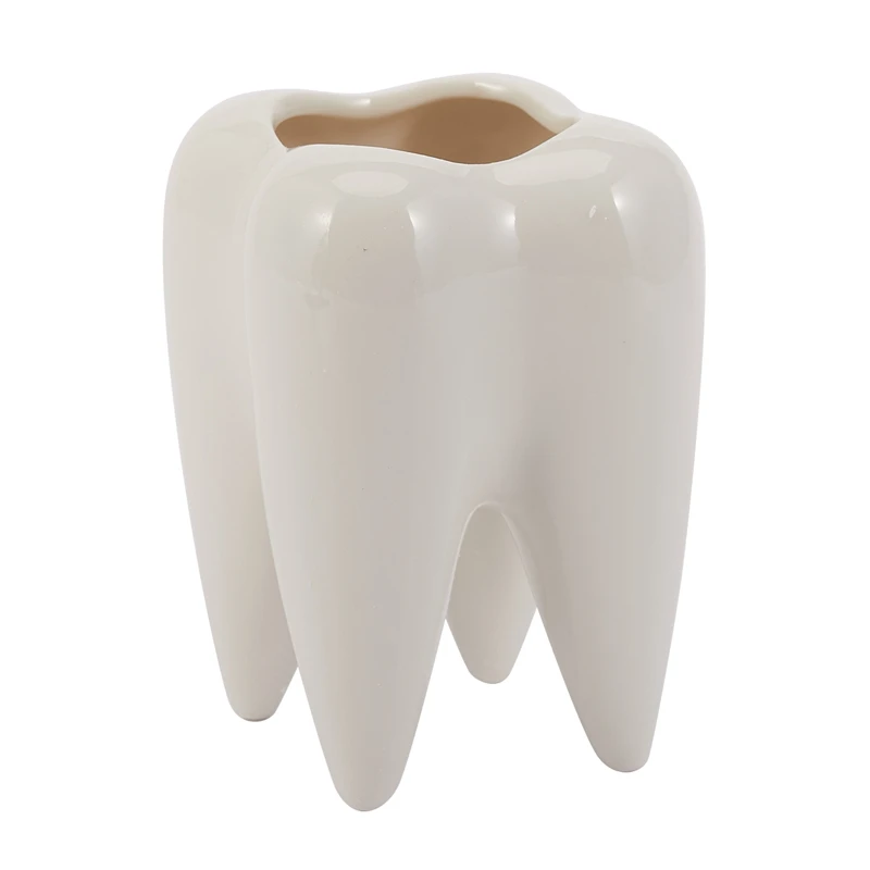 Tooth Shape White Ceramic Flower Pot Modern Design Planter Teeth Model Mini Desktop Pot Creative Gift(Without Plants)
Tooth Shape White Ceramic Flower Pot Modern Design Planter Teeth Model Mini Desktop Pot Creative Gift(Without Plants)
