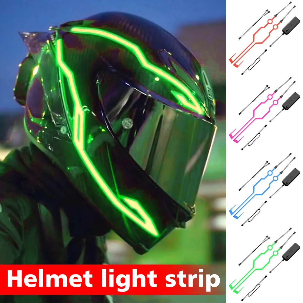 

Новый мотоциклетный шлем со светодиодной индикацией, Светодиодная лента холодного света для мотоциклетного шлема, водонепроницаемая наклейка, 4 мигающие аксессуары