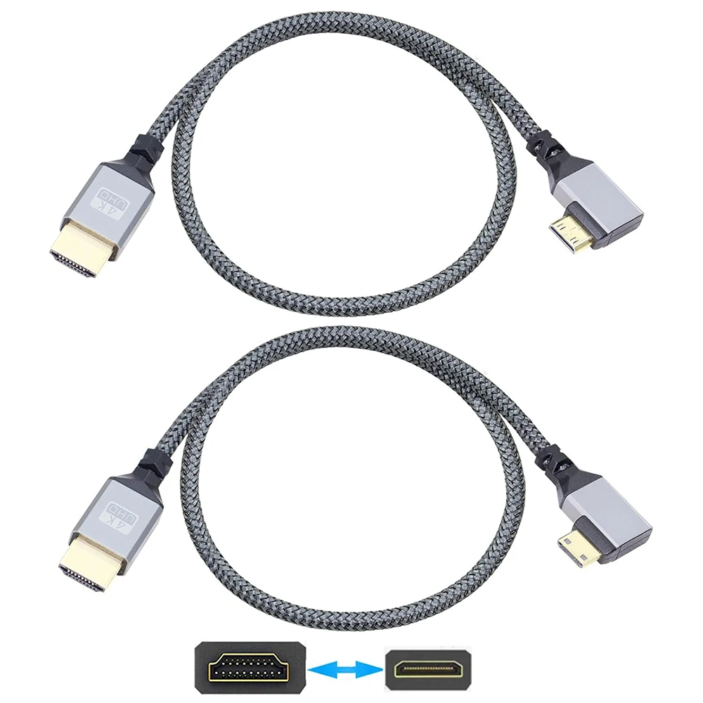0.5m 4K UHD Cable 90 Degree Left/Right Angle Mini-HD to HD Port Aluminum Short Nylon Braid Cord for Laptop Camera HDTV Camcorder
0.5m 4K UHD Cable 90 Degree Left/Right Angle Mini-HD to HD Port Aluminum Short Nylon Braid Cord for Laptop Camera HDTV Camcorder