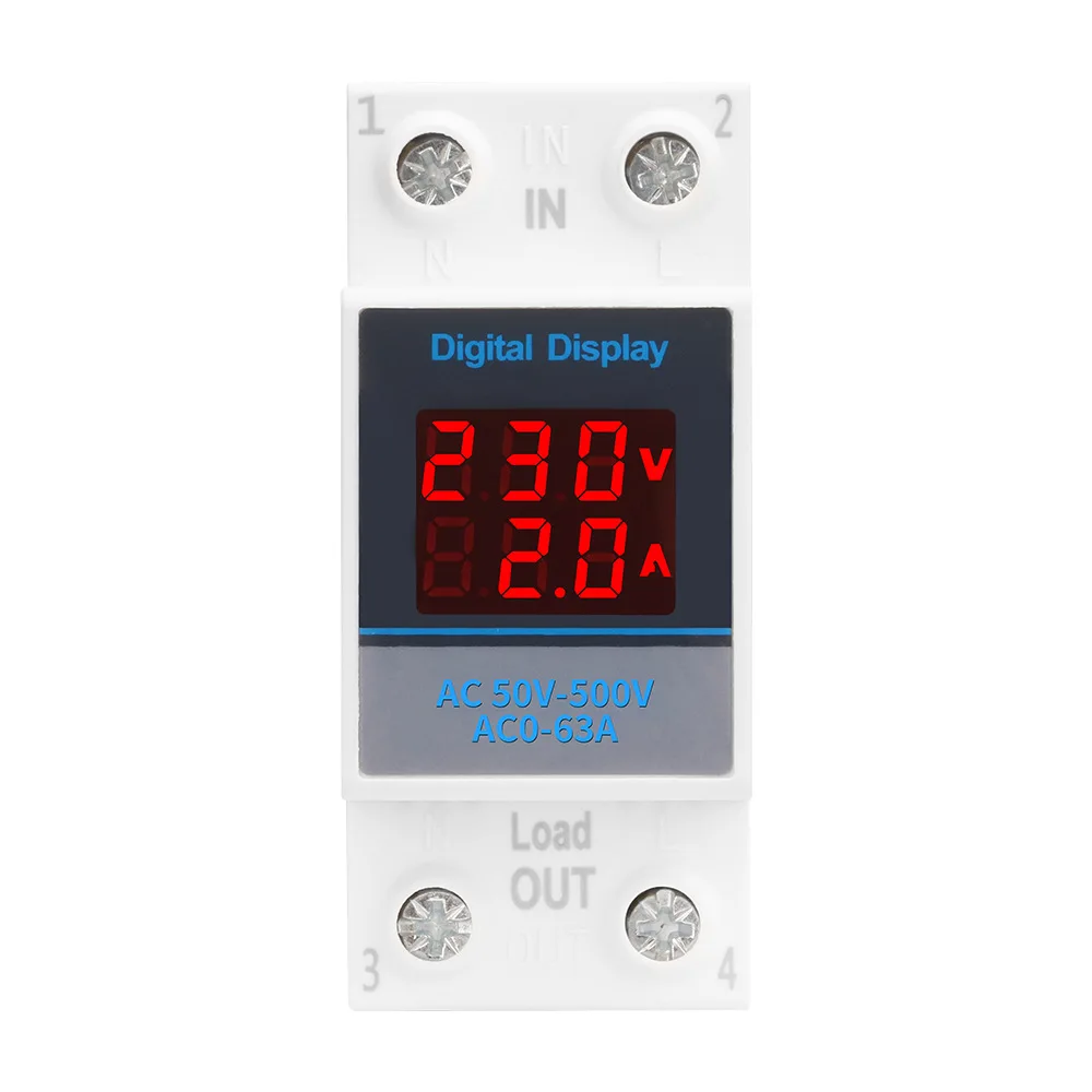 

AC50-500V Single Phase Ammeter Voltage Meter Measuring Modular Voltmeter Gauge Current Indicator Volt Amp Monitor 35mm Din Rail