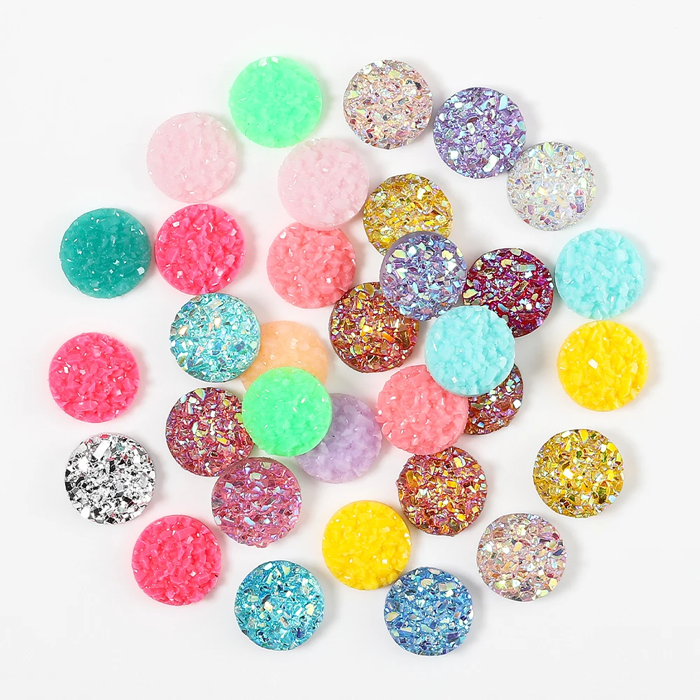 

50pcs Candy Color Stone Flat Back Resin Cabochons Cameo Hair Jewelry Making DIY Earrings Ear Studs Brooch Bowknot Findings