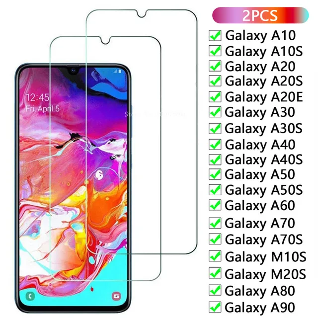 Protecteur d'écran en verre guatémaltèque, pour Samsung Galaxy A10 A20 A30 A40 A50 A60 A70 A80 A90 A10S A20S A20E A30S M10S M20S, 2 pièces 1