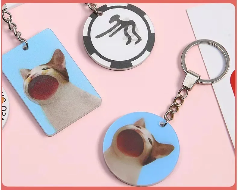 

2023 Creative Pok Mouth Cat Shakes Key Chain for Women Dynamic Funny Personalized Keychains Acrylic Playful Funny Key Ring Kids