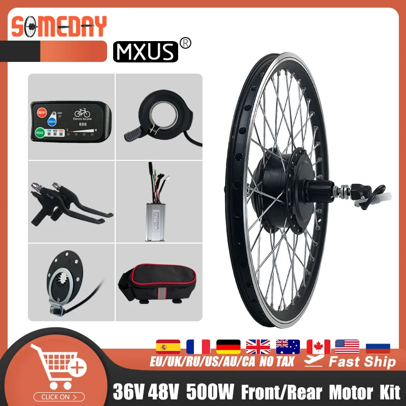 

MXUS Brand Ebike Conversion Kit 36V 48V 500W Front Rear Hub Motor wheel Set For Electric Bike Conversion Kit Bicycle 16-29in