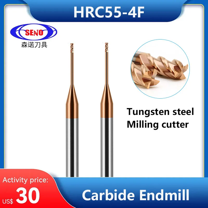 SENO HRC55 Long Neck Flat Carbide End Mill 4 Flutes Milling Cutter Cnc Routerbits Long Flute Endmills 1mm 1.5mm 2mm 2.5mm 3.0mm
SENO HRC55 Long Neck Flat Carbide End Mill 4 Flutes Milling Cutter Cnc Routerbits Long Flute Endmills 1mm 1.5mm 2mm 2.5mm 3.0mm