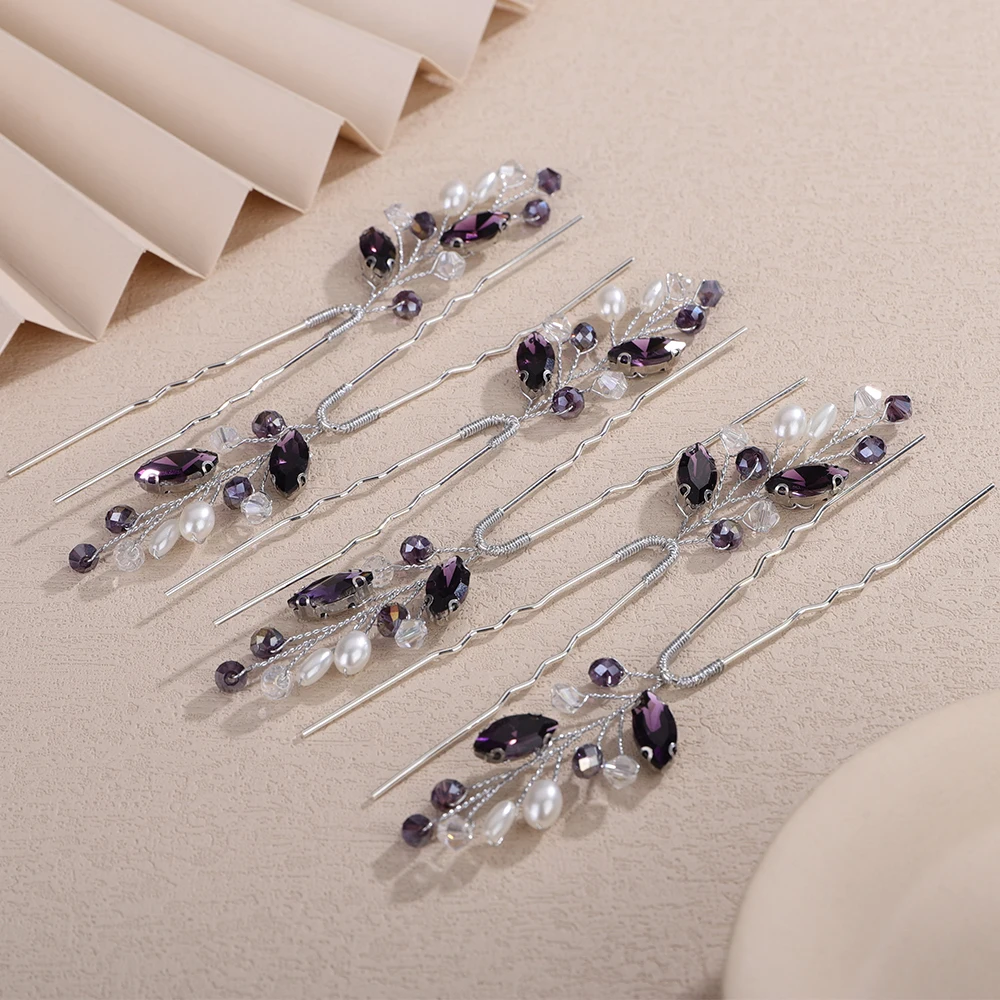 6PCS Crystal Wedding Hair Accessories Pearl Rhinestone Hair Pins for Women Bridal Headpiece 10Color Bride Party Hairpins Jewelry 26 Se89ad031fa214e228bdf566621cdf045k