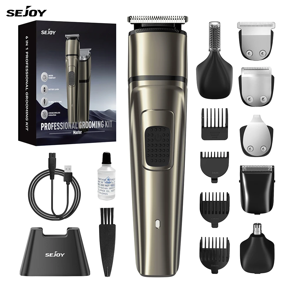 

Sejoy Men's Electric Hair Clipper Professional Barber Trim Beard Trimmer Shaver Grooming Kit Cordless Men's Hair Cutting Machine