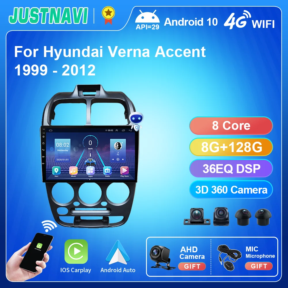 Автомобильный радиоприемник JUSTNAVI для Hyundai Verna Accent 1999 - 2012 Стерео Авторадио Android 10,0 видеоплеер GPS-навигация Мультимедиа DSP
Автомобильный радиоприемник JUSTNAVI для Hyundai Verna Accent 1999 - 2012 Стерео Авторадио Android 10,0 видеоплеер GPS-навигация Мультимедиа DSP