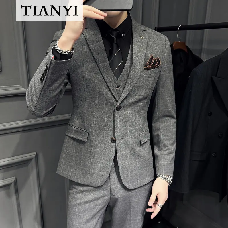 Korean Plaid Suit for Men, Small Formal Business Jacket, Groom's Suit, Three-piece Suit, Korean Casual Suit Ins, Asian Size
Korean Plaid Suit for Men, Small Formal Business Jacket, Groom's Suit, Three-piece Suit, Korean Casual Suit Ins, Asian Size