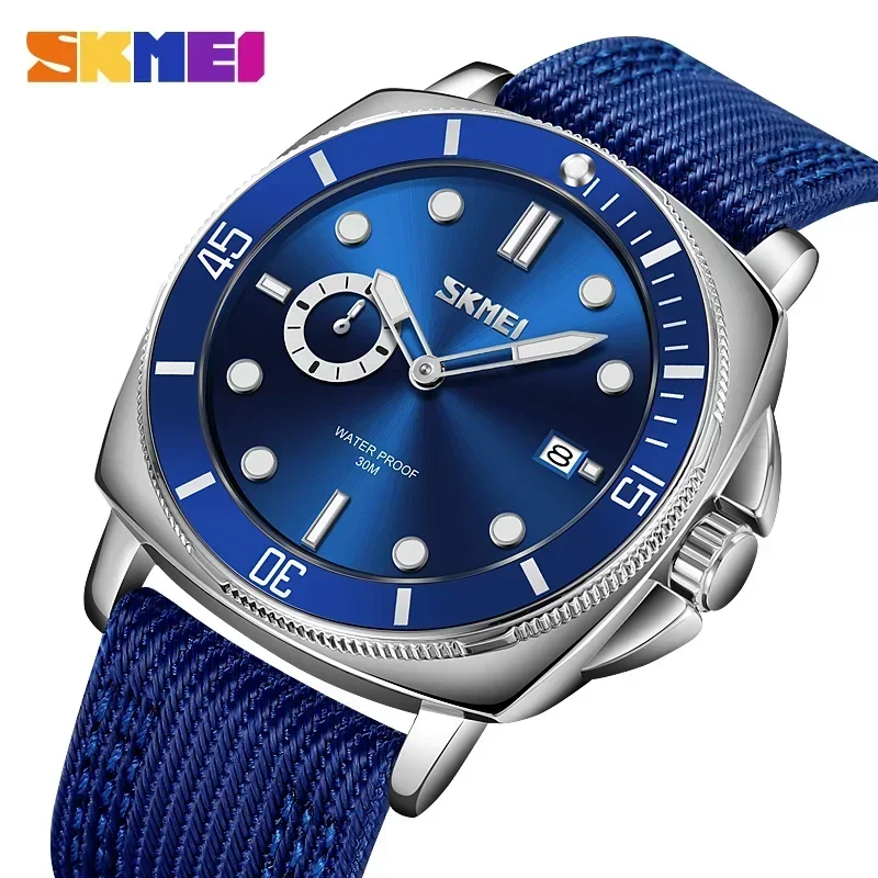 

SKMEI Mens Casual Nylon Strap Date Male Wristwatches Waterproof Clcok reloj hombre Japan Quartz movement Luminous Hands Watch
