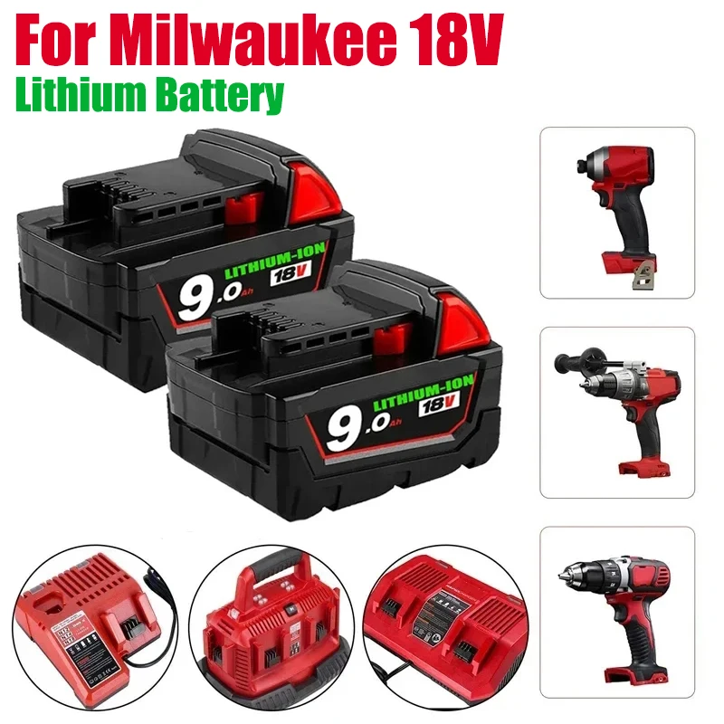 

Original 18V 9.0Ah Replacement Lithium Ion Battery For Milwaukee M18 Power Tool Batteries 48-11-1815 48-11-1850 48-11-1860 Z50