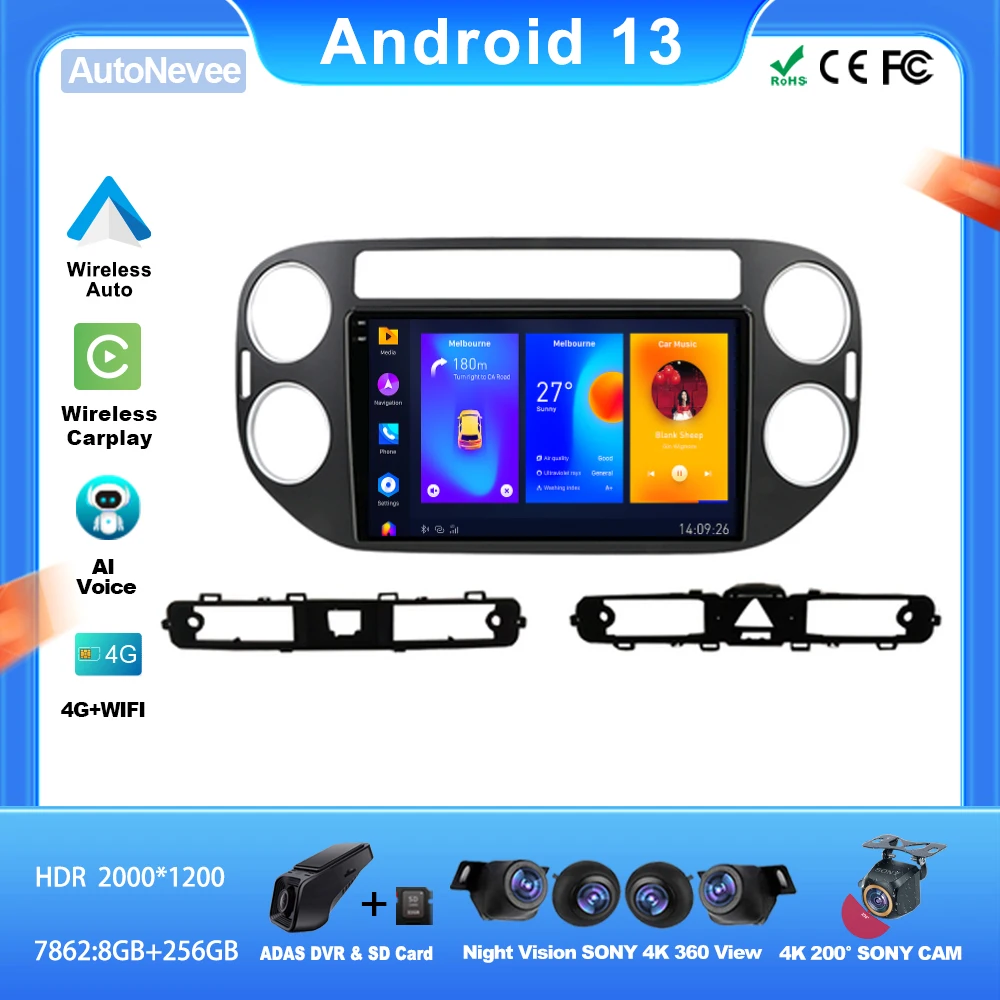 

Android For VW Volkswagen Tiguan 2006-2016 Car Multimedia Auto Player Autoradio GPS Video Navigation No 2din DVD 4G CPU HDR QLED